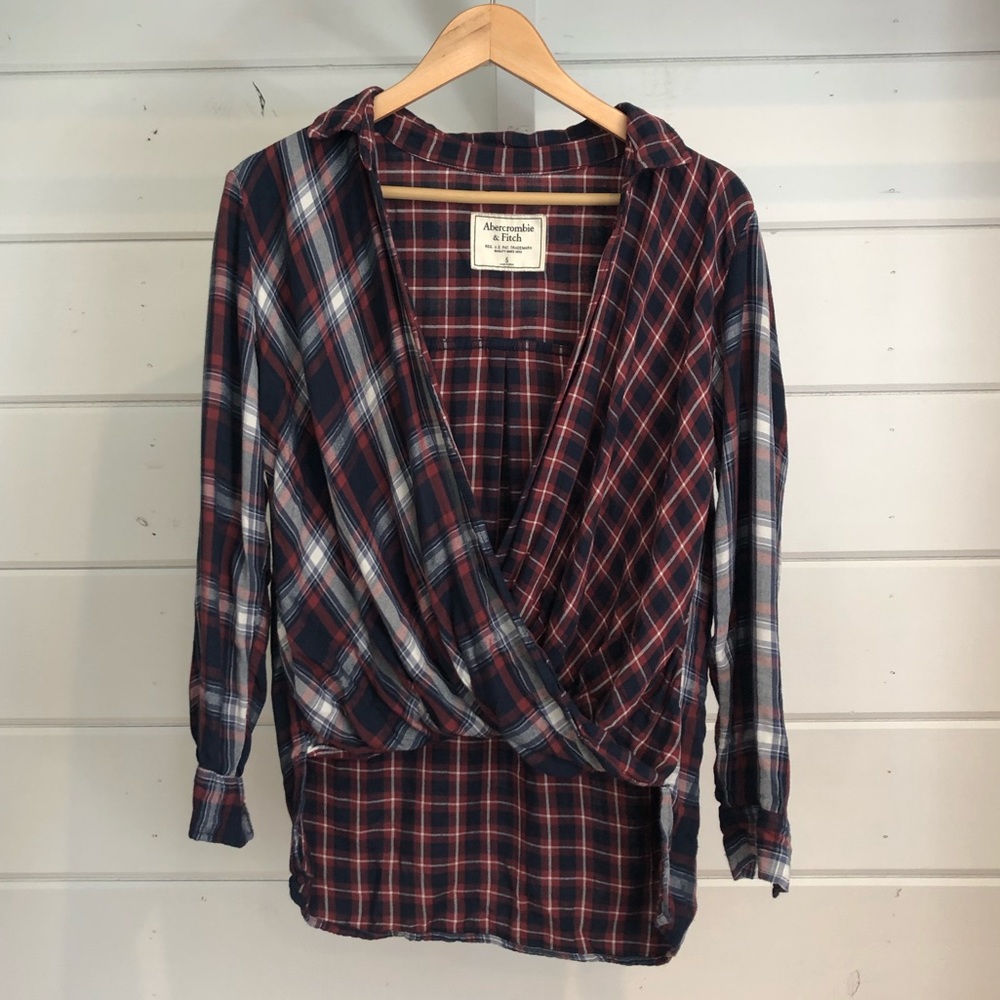 ABERCROMBIE Wrap Front Flannel High-Low Size S